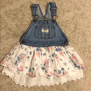 Oshkosh floral suspenders jean skirt 12 months
